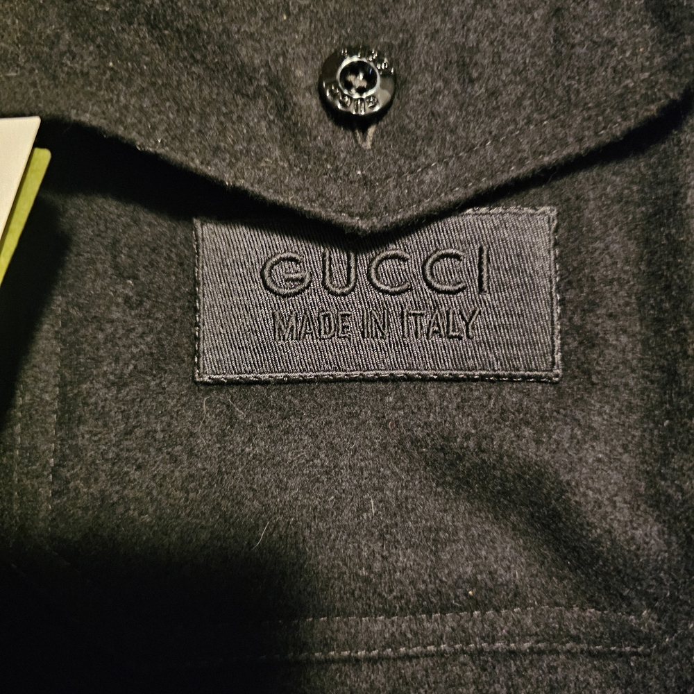Gucci Black Wool Overshirt with Gucci Logo